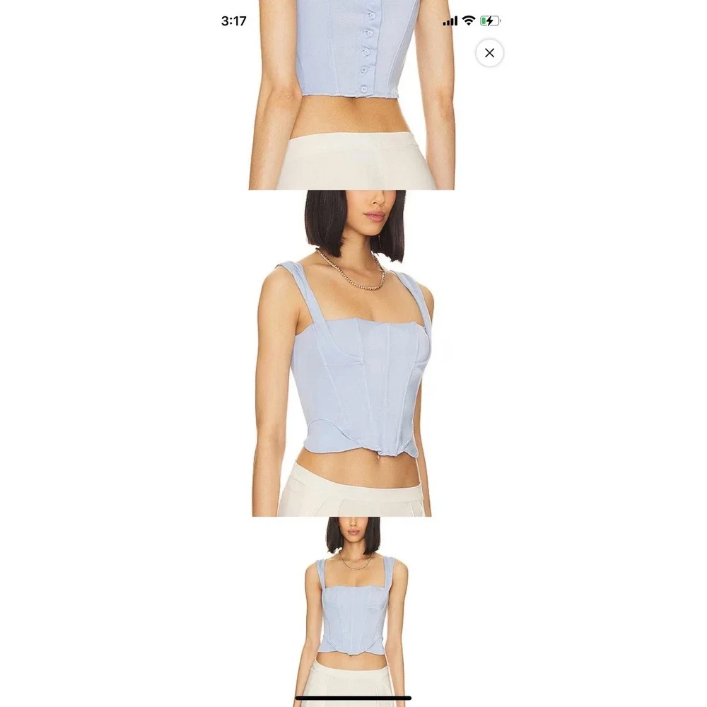 FREE PEOPLE We are HAH‎ Knock Out Top L Periwinkle Blue Bustier NWT $128